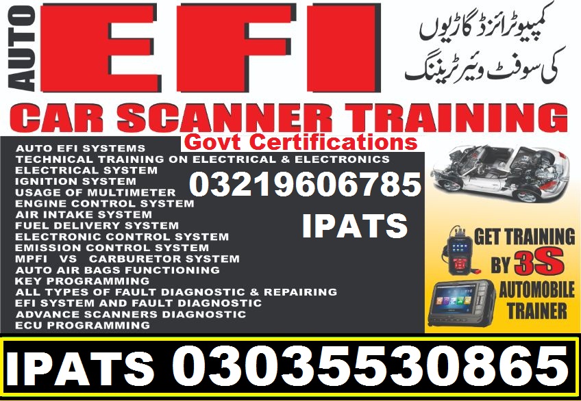 Auto Engineering car scanning EFI Diploma Course in Rawalpindi, Layyah, Lodharan, Mandi-Bahuddin, Mianwali, Multan, Muzaffargarh, Nankana Sahib, Narowal, Okara, Pakpattan, Rahim Yar Khan, Rajanpur, Sahiwal, Sargodha,