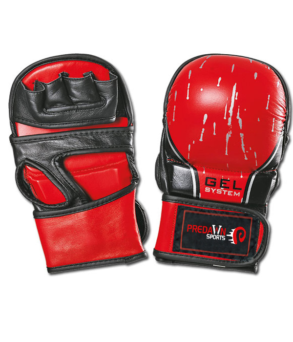 MMA Shooter Gloves Made of 100% cowhide leather padded with hand made mould eva+latex+hi-density foam and velcro closin strap